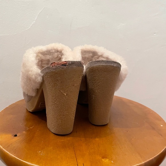HUNTER Bruson Suede Leather Sheepskin Y2K Mules - Picture 6 of 7